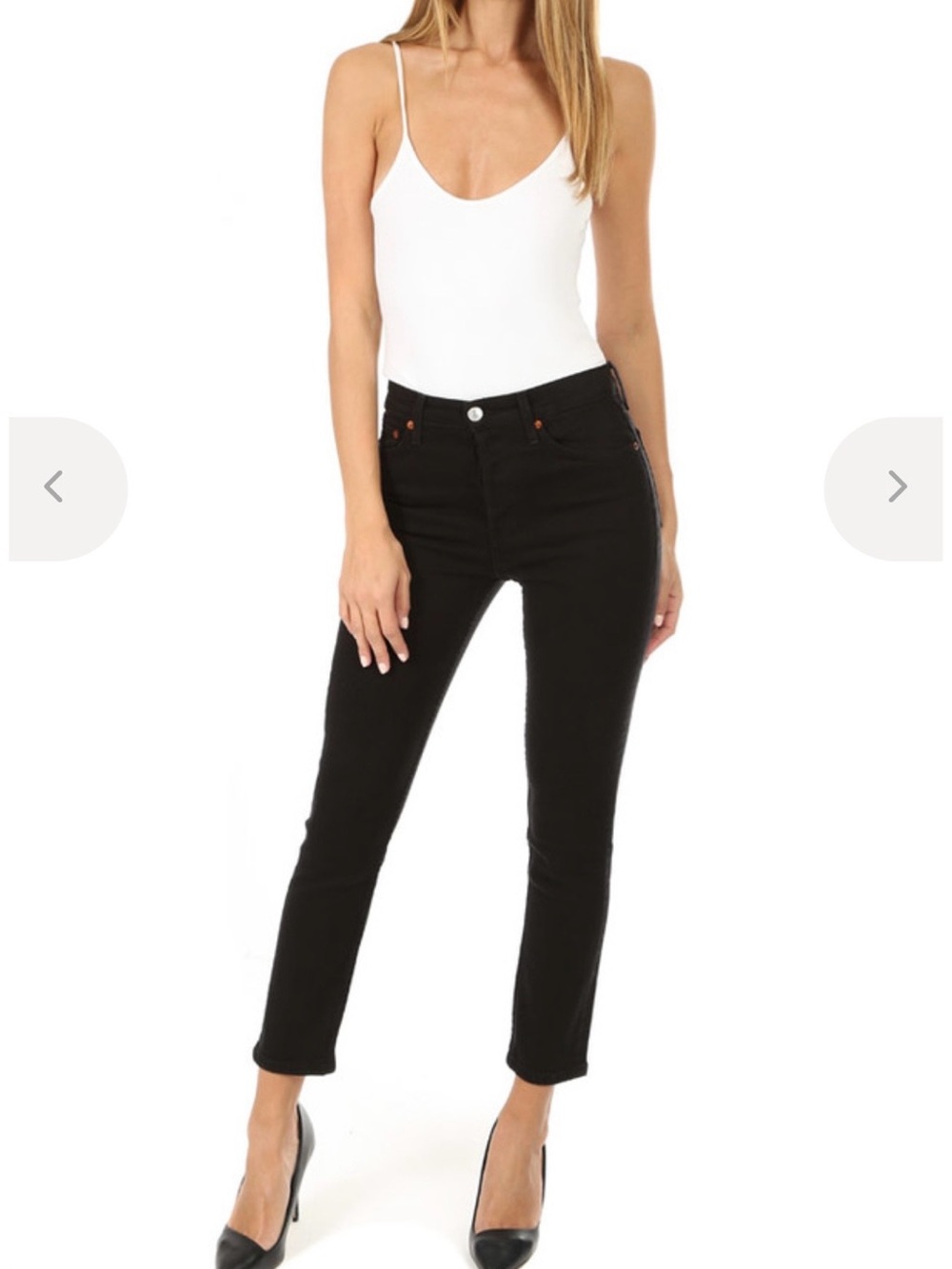 RE/DONE High Rise Ankle Crop Skinny Jeans SZ 25 Blk Button Up Classic Casual